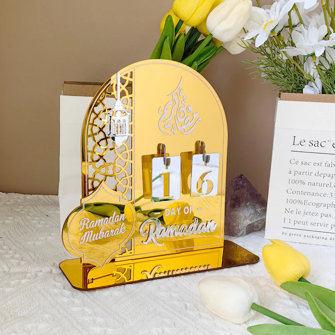 Ramadan Countdown Calendar with Replaceable Numbers for Kids and Home Decor