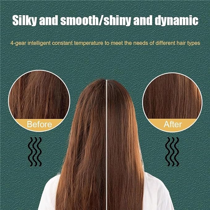 Adjustable temperature hair straightening comb